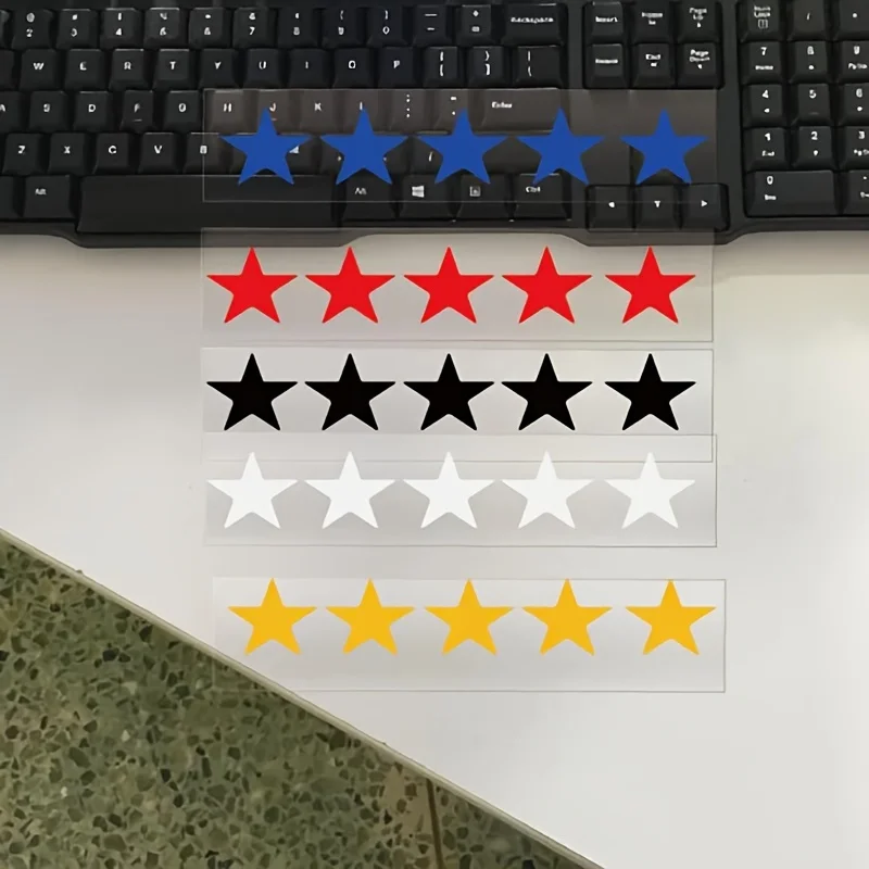 

5 шт./компл. пятизвездочная наклейка на лобовое стекло автомобиля-белый дизайн, идеально подходит для индивидуального внешнего вида автомобиля