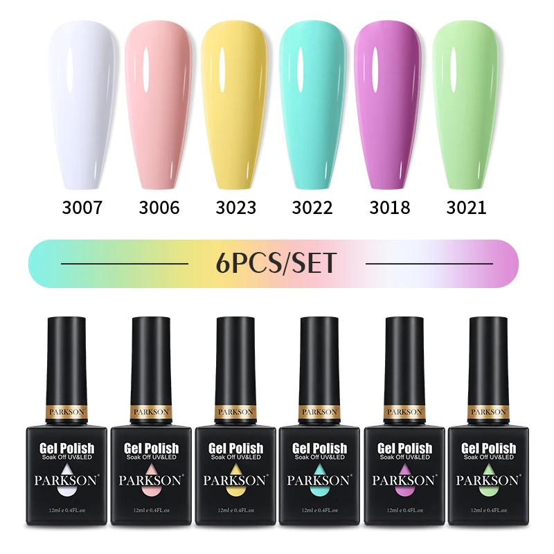 Parkson 6pcs/Set UV Gel Polish Set Nail Art Semi Permanent Hybrid 12ml Varnishes Soak Off For Manicure Lakiery Hybrydowe Vernis