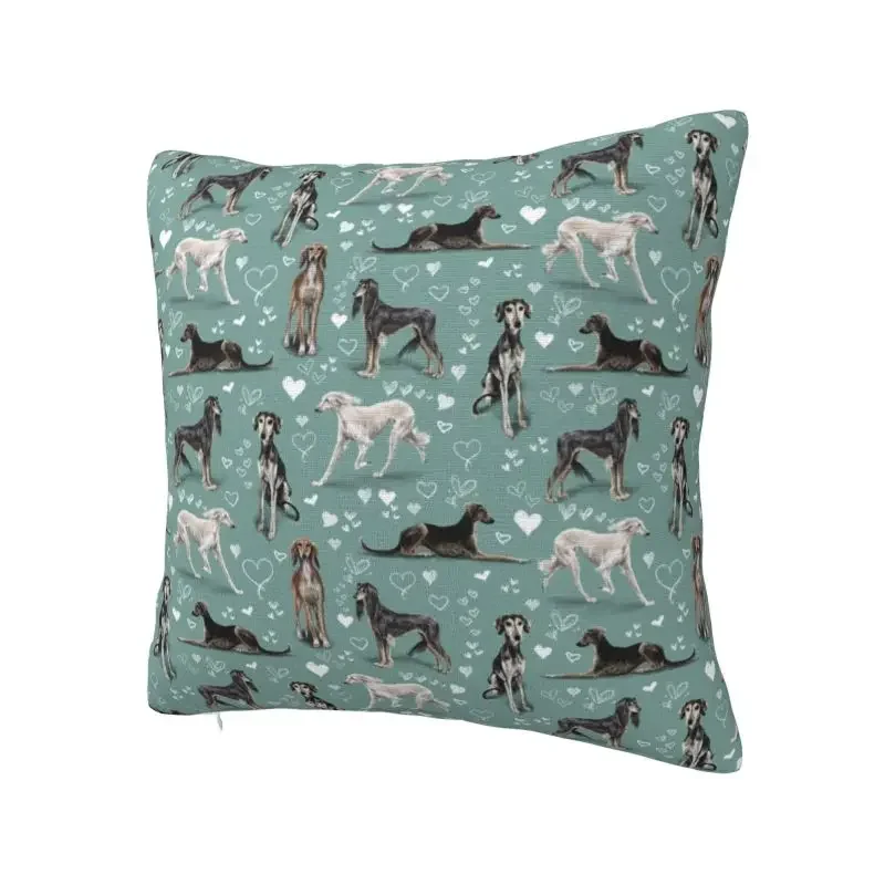 The Saluki Green Cushion Cover Greyhound Sighthound Dogs Soft Modern Throw Pillow Living Room Decoration