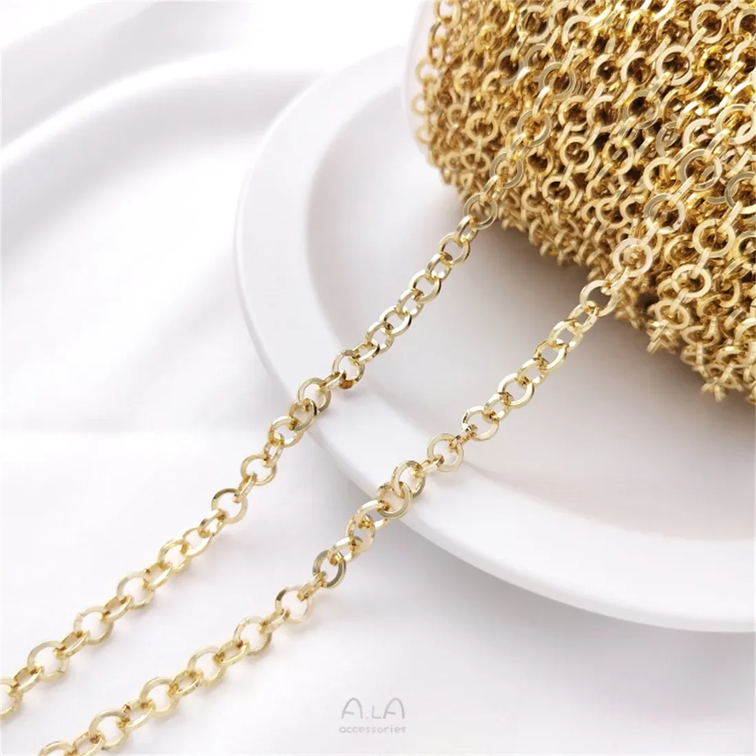 

14K Copper-clad Gold Square Wire Ring Chain Handmade Circle Chain Diy Bracelet Necklace Earrings Jewelry Loose Chain B672