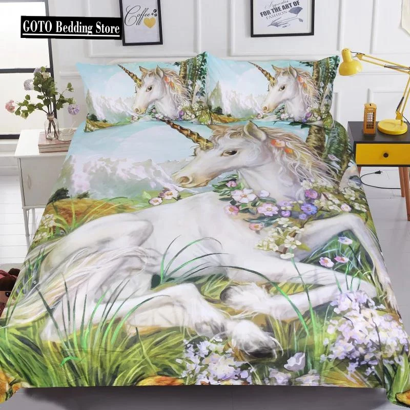 

Bed Linens Unicorn Comforter Set Super Soft 3 Piece Duvet Set Bedings 100% Bamboo Fiber Bedding Comforter Set Girl Unicorn Bed