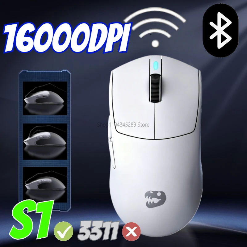 Lightweight Wireless Gaming Mouse 16000DPI 1000Hz Polling Rate 3 Connection Types DPI Fine Tune Comfortable Grip TTC