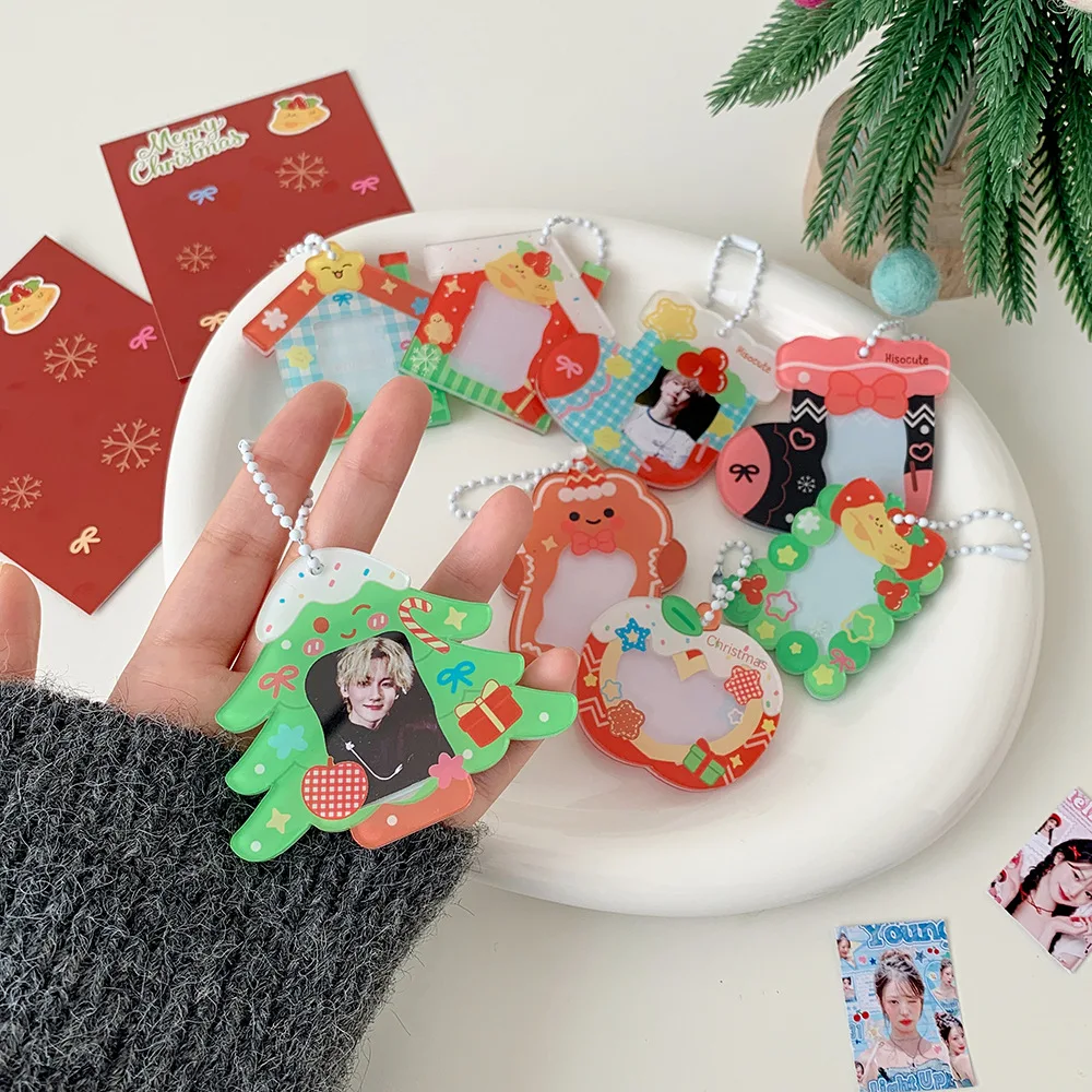 Christmas Series 1 Inch Id Card Holder Star K-Pop Photo Card Chasing Small Card Display Card Holder Keychain Decoration Pendant