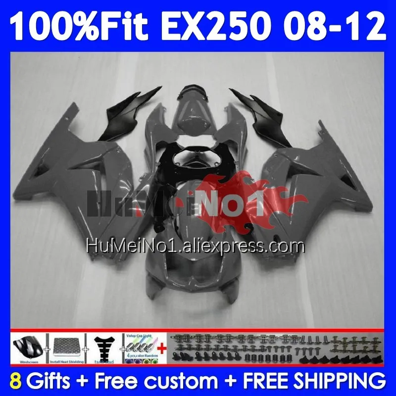 Bodys For KAWASAKI NINJA EX250 EX 250 R Gloss grey 250R 2008 2009 2010 2011 2012 232No.65 EX250R EX-250 08 09 10 11 12 Fairing