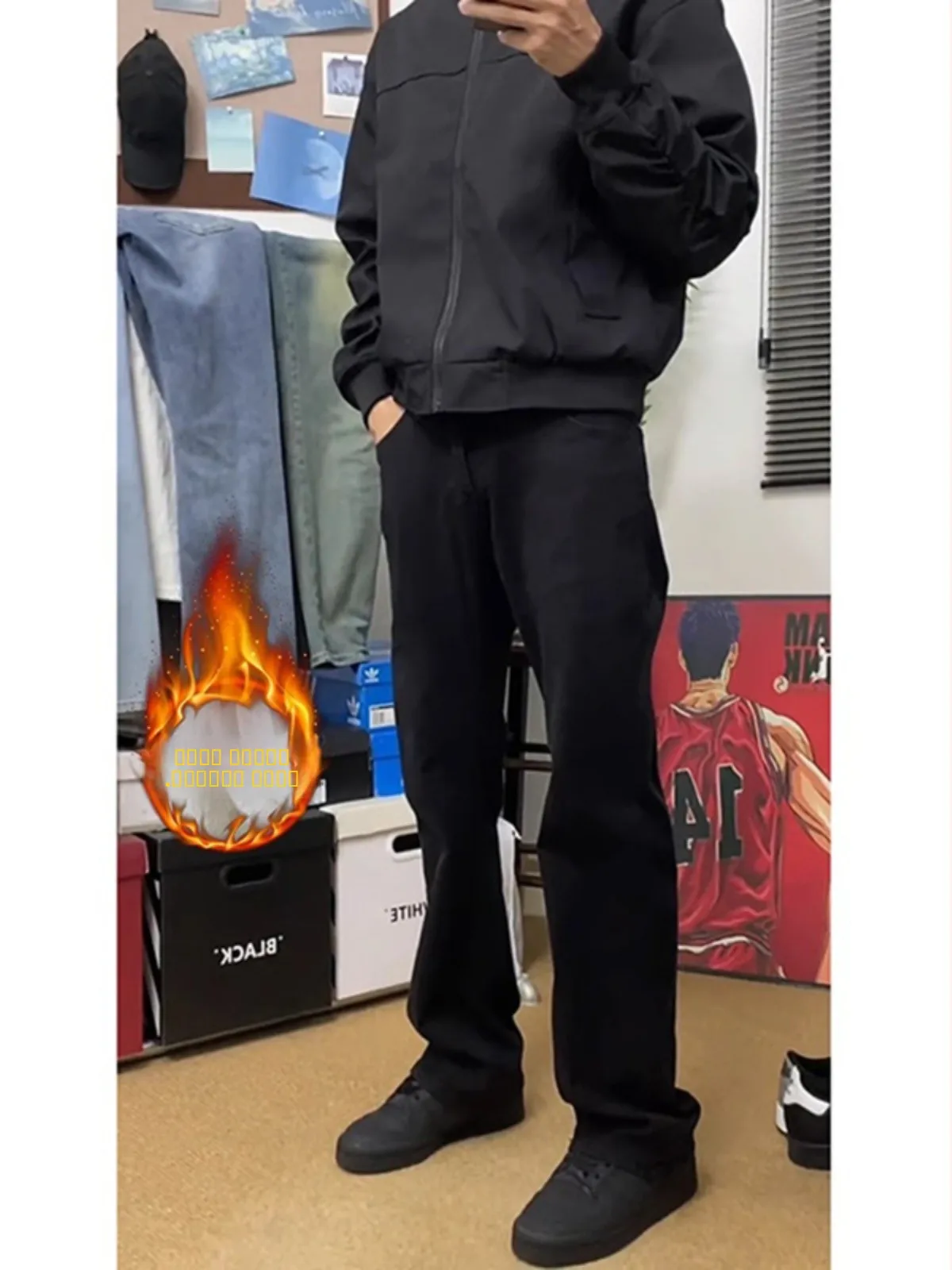 

Мужские джинсы Thiened Fce Bla: осенне-зимние, с высокой талией, облегающие, прямые, модные узкие брюки-леггинсы (Knife Pants)