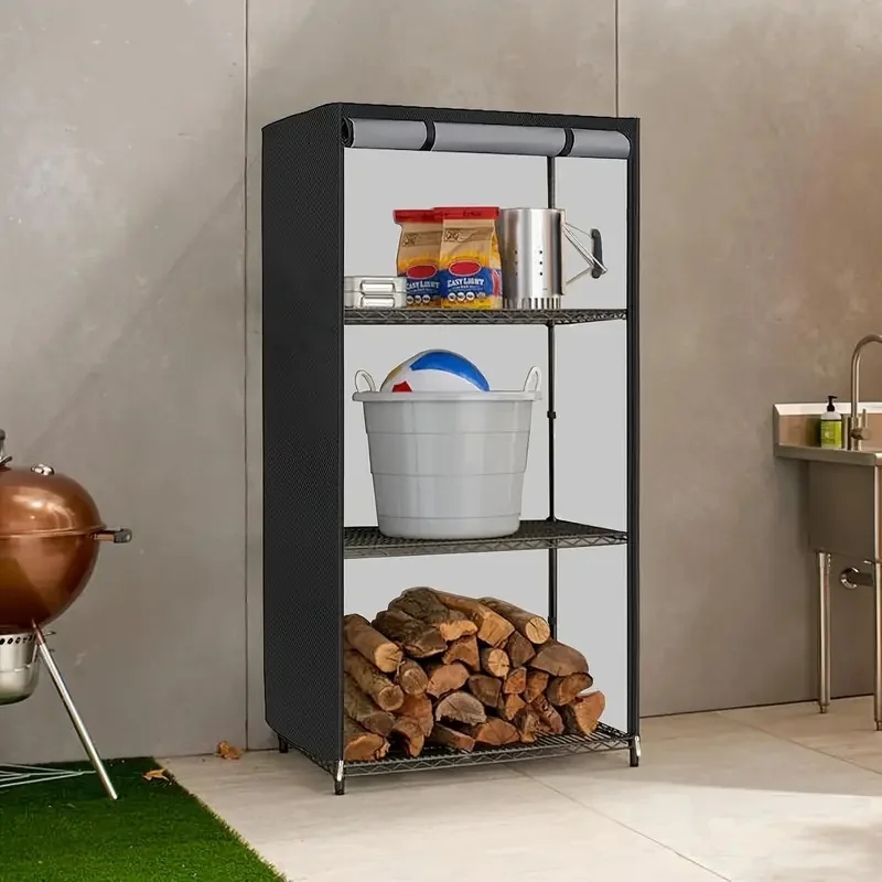 

1pc steel wire rack cover, storage rack cover, vertical shelf unit cover, zipper display shelf protective cover (cover only)