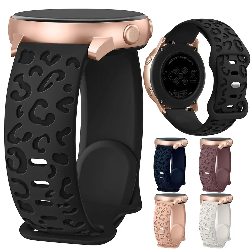 20mm Band for Samsung Galaxy Watch 6/5/5 pro/4/6 classic Silicone correa Sport Engraved leopard bracelet Huawei GT 4-3-2 Strap