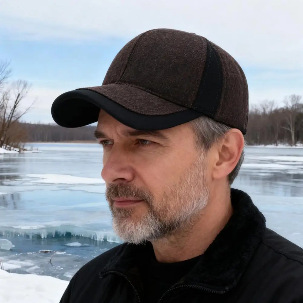 قبعة شتوية مقاومة للماء بلغت ذروتها قبعة بيسبول شتوية مع حماية أذن قابلة للتعديل لكبار السن في منتصف العمر للدفء