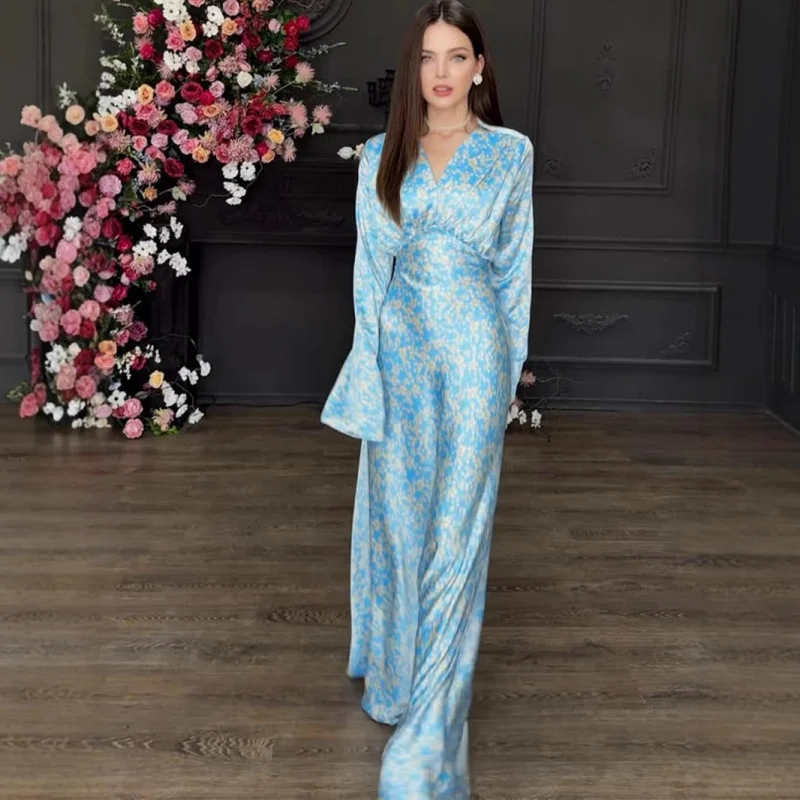 

2025New Year's Elegant TemperamentvSexy Collar Long Sleeve Dress Elegant Smooth Dress for Women