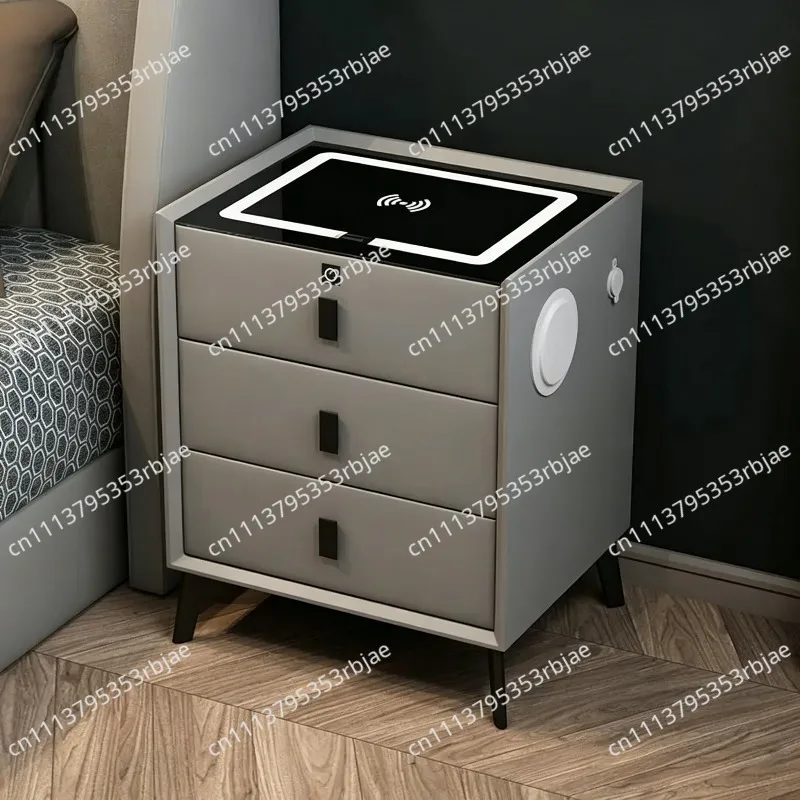 For Bluetooth Speaker Bedside Table – 3-Tier Smart Nightstand with Wireless Charging & Lock