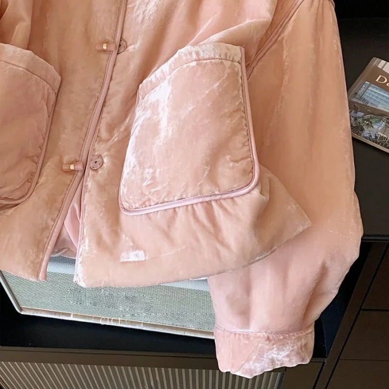 معطف نسائي لخريف وشتاء 2025 أنيق نبيل فرنسي عصري متعدد الاستخدامات، للتنقل الفني، سترة قطن لطيفة w1778