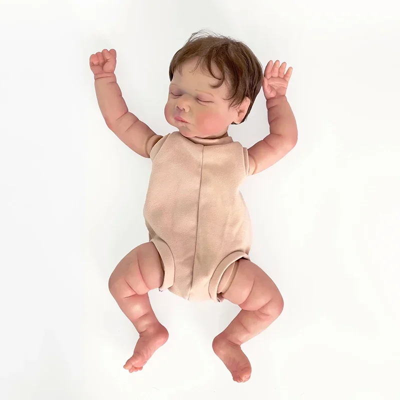 19inch 48cm Newborn Baby Reborn Doll Kit Baby Quinlyn Lifelike Soft Touch Already Painted Unfinished Doll with Hand Root Hair