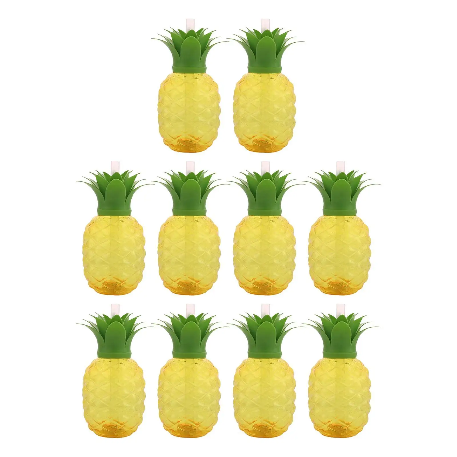 10x Ananas-Wasserflasche, Milchflasche, 500 ml, kreatives Tee- und Getränkegeschirr, auslaufsicher, transparent, für Küche, Feiertage, Geburtstagsgeschenk