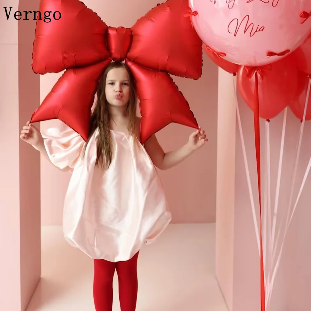 

Розовое атласное мини-платье Verngo для девочек с цветами, на одно плечо, с коротким бантом, для дня рождения, вечеринки, наряд принцессы, платье для знаменитостей, на заказ