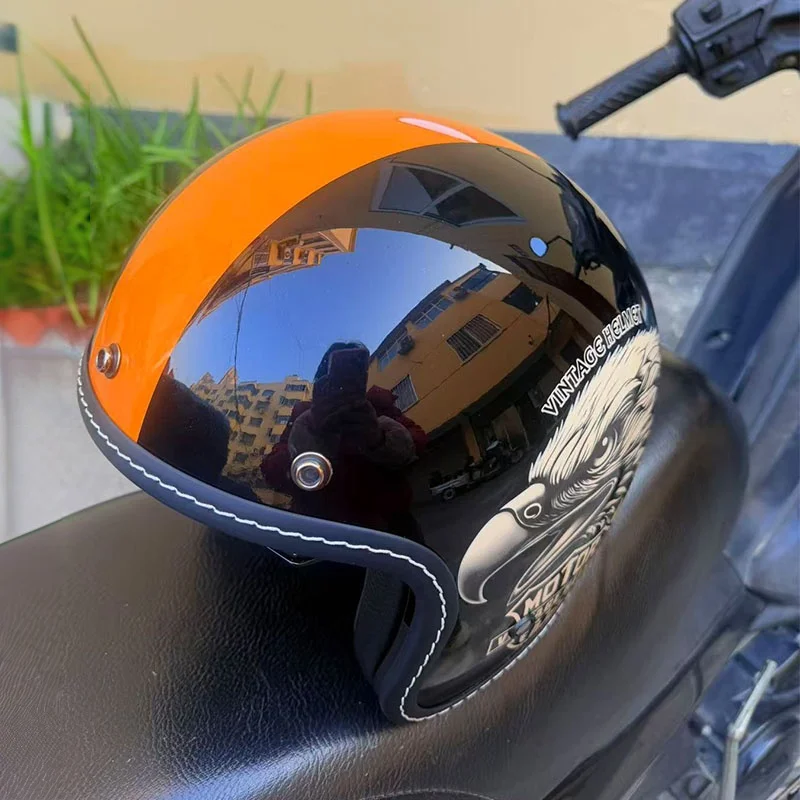 Casque de Moto à visage ouvert chaud casque de Moto Vintage Unique rétro Moto 3/4 demi-casque doublure amovible cascocascospara moto
