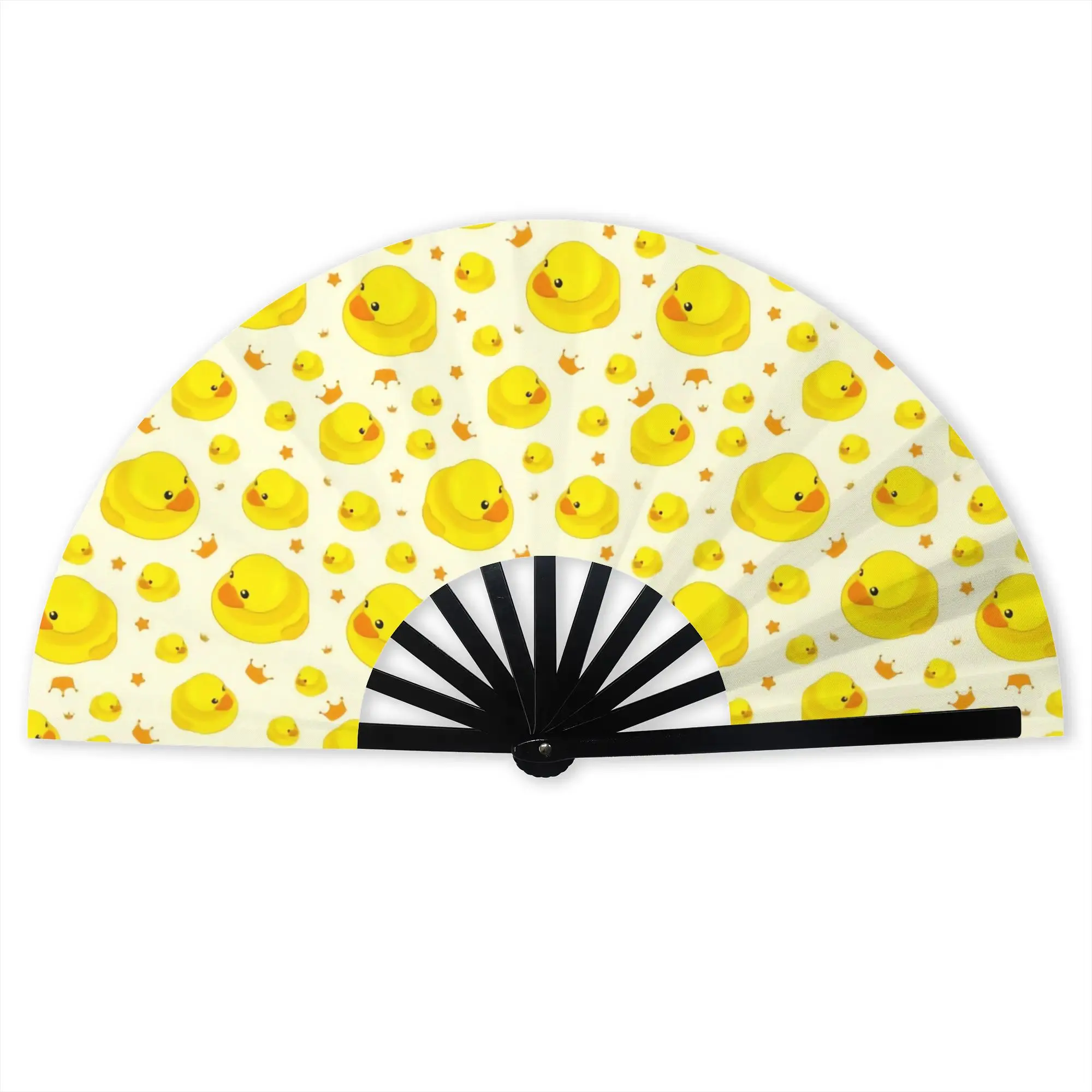 Cartoon Yelloew Rubber Duck  Folding Hand Fan  Polyester Fabric Fan Fashion Summer Accessory Decorative Fans