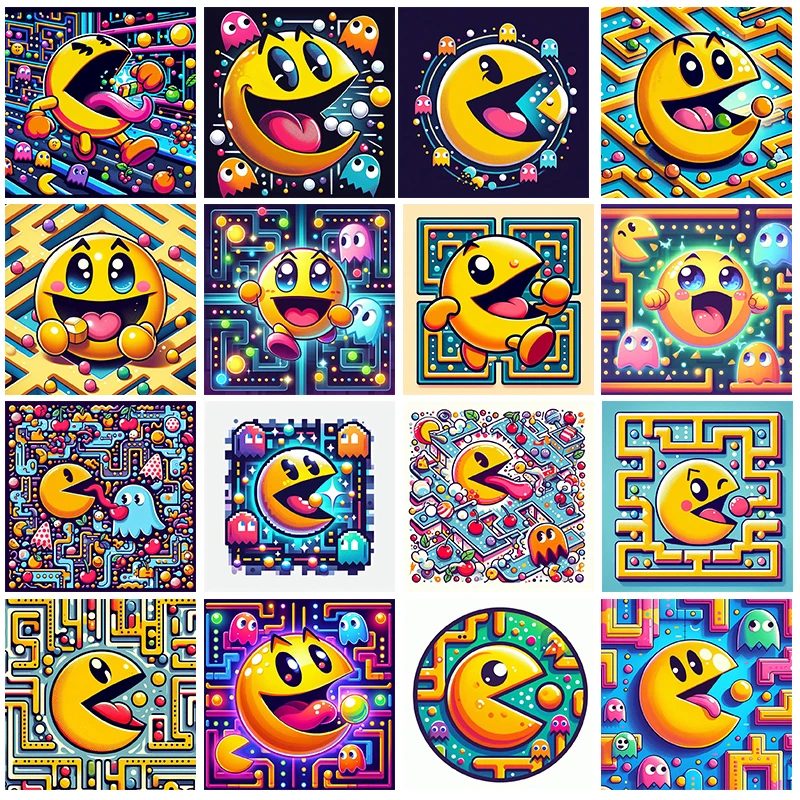 Zipper Bag 5D DIY Cartoon Pac Man Diamond Painting Kit Sticking Diamond Embroidery Cross Embroidery Art Children\'s Gift