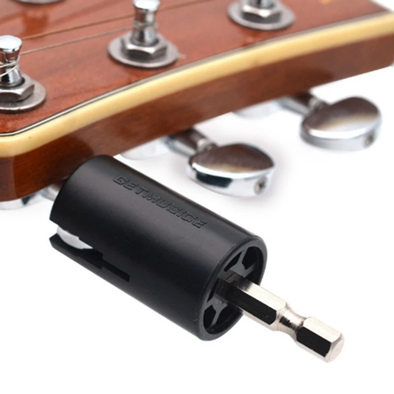 2Pcs Electric Guitar Bass Knob Winder Drill Bit String Winder Headstock Electric Hand Drill String Winder Head Electric