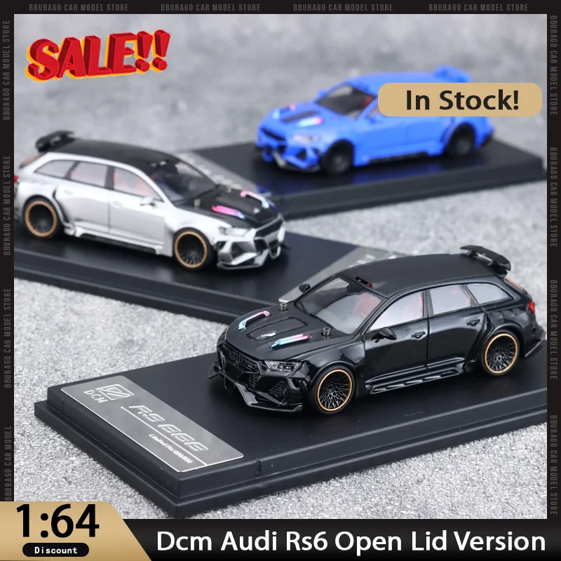 

Новинка в наличии Dcm 1:64 Audi Rs6 полностью модифицированная версия с открытой крышкой, автомобильный сплав, миниатюрные литые под давлением украшения Audi, игрушки на заказ для детей