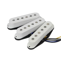 FLEOR 3PCS Vintage Alnico 5 Single Coil Pickup Electric Guitar Pickups White 50/50/52mm for SSS Guitar Parts