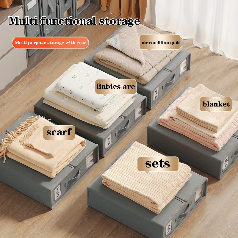 Creative Bed Sheet Storage Box Clothing Fabric Sheet 4-piece Organizer Wardrobe Blanket Quilt Cover Non-woven Storage Box 수납 정리함