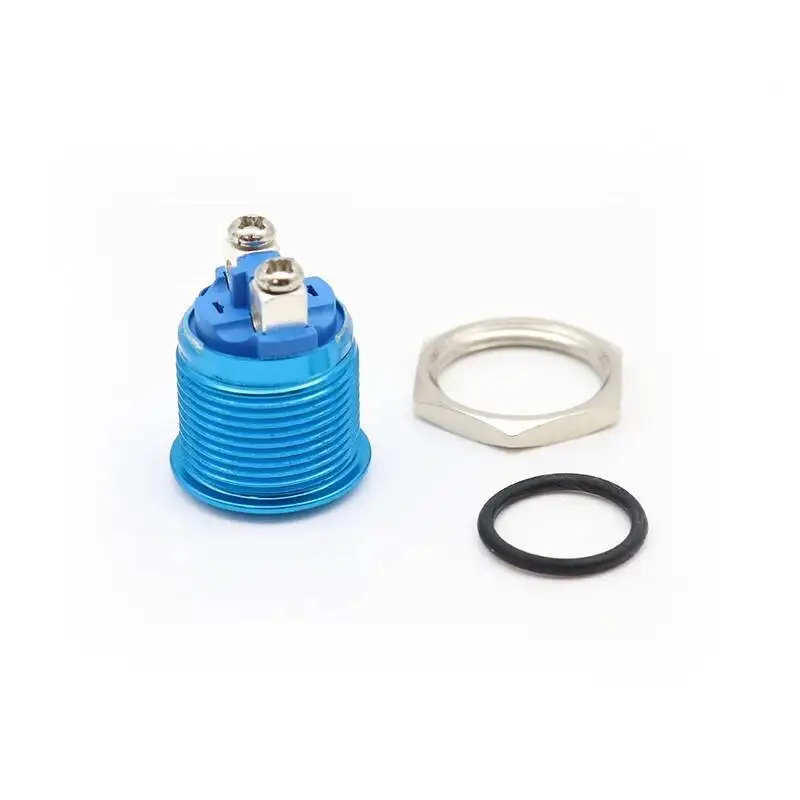 Logam Push Button Switch Tahan Air IP65 Oksidasi Self Reset Sesaat 16 Mm/19 Mm/22 Mm Merah Biru hitam Hijau Warna Kuning 1NO