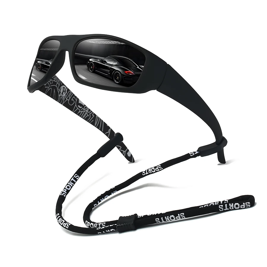 3PCS with Chain Fashion Classic Unisex Pattern Frame UV400 Sports Protective Eyewear  for Running Mountaineering Driving Fishing