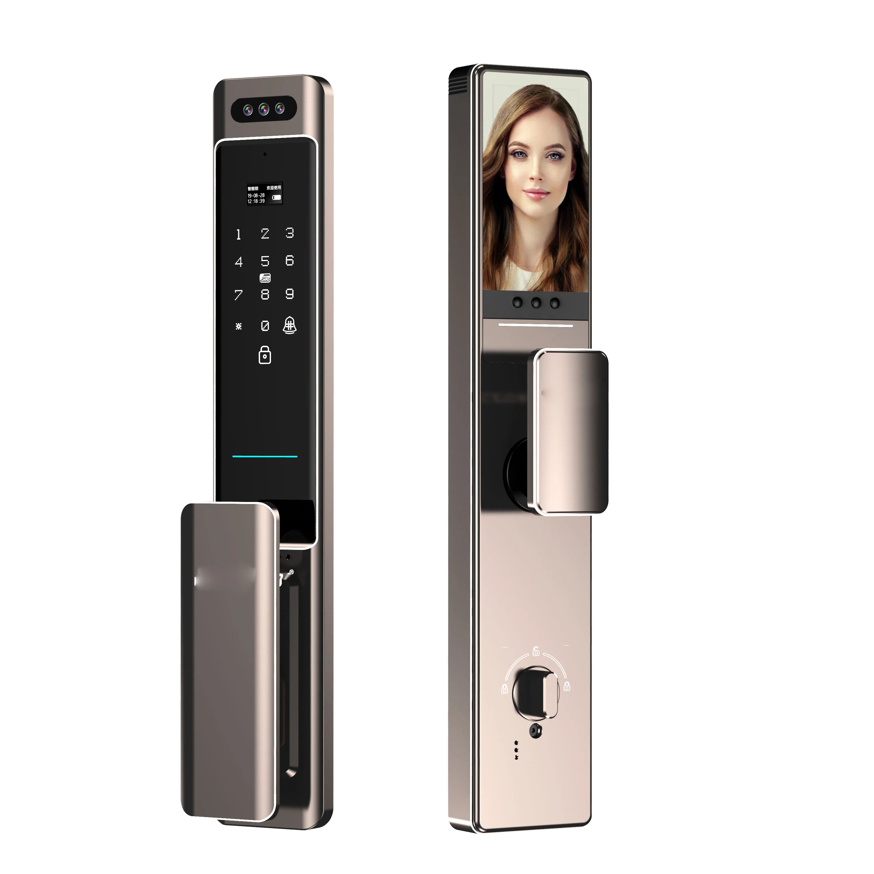 

July008 Custom Logo 3D Face Recognition Smart Door Lock with Camera Biometric Fingerprint Security Fully Automatic Smart Lock