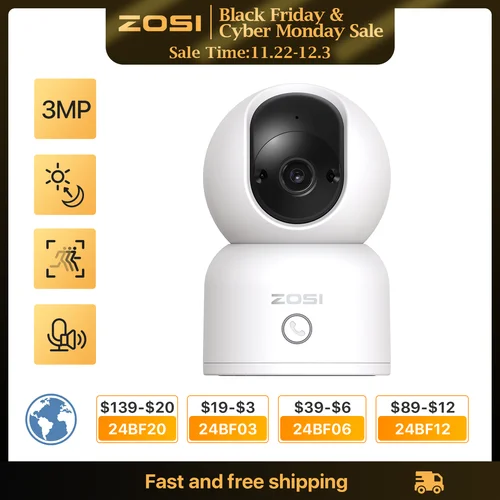 ZOSI C518 무선 외이파이 실내 카메라  팬/틸트 스마트 보안 IP 카메라 2K 300만화소 360° 아기 애완 동물 감시  AI 인간 추적 2.4G/5G WiFi CCTV 