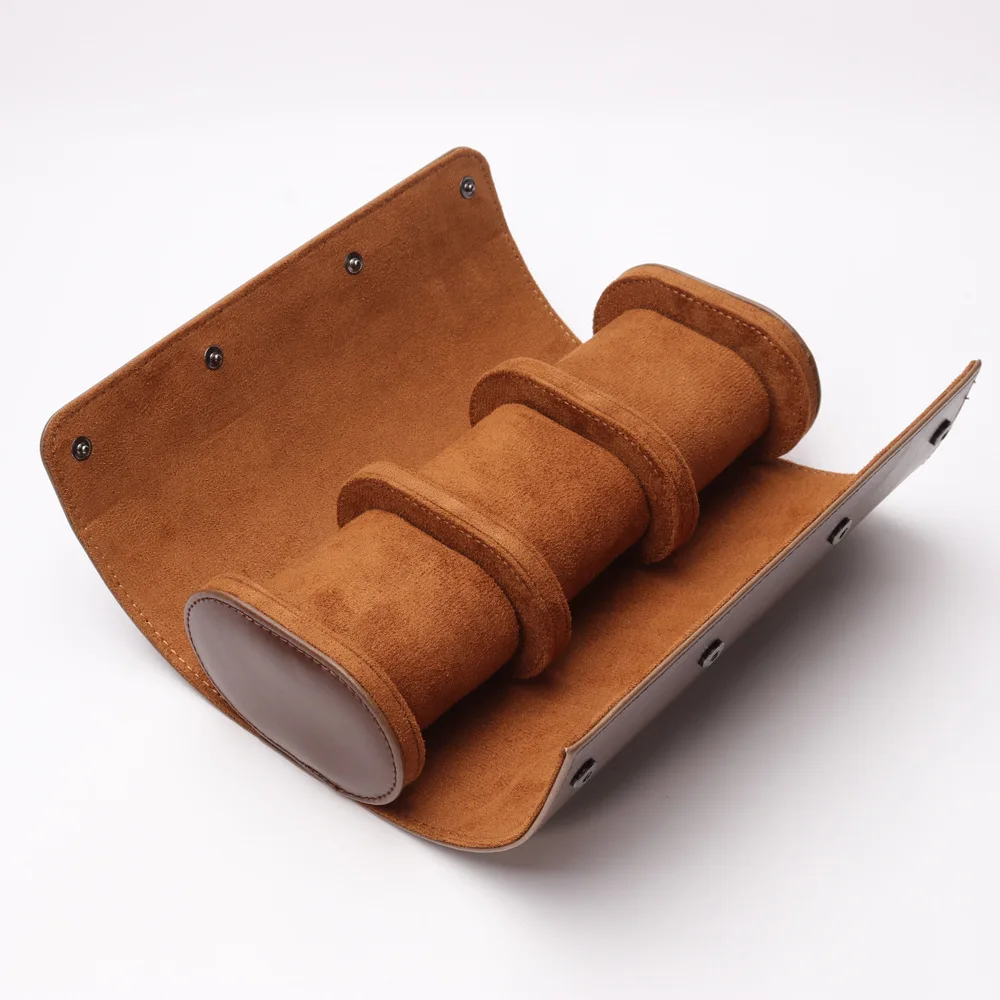 Watch Bag 3 Slots Luxury  Vintage Leather Roll Watch Storage Box Travel Watch Case Gift Watch Pouch