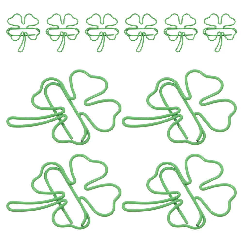 

30Pcs Four-Leaf Paper Clips Cute Decorative Shamrock Shaped Office Stationery Multi-Function Bookmarks Notes Photos