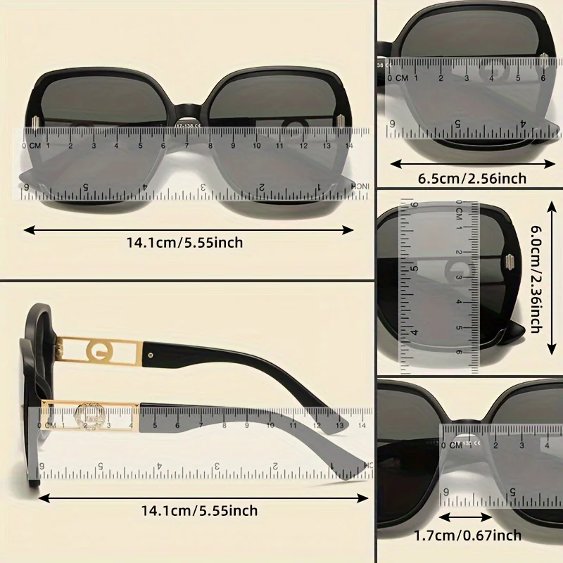 LINFEMAND Modische Brille mit übergroßem Rahmen und Farbverlaufslinse, lässiges Weihnachtsgeschenk für Damen im Party-Stil – Detail 5