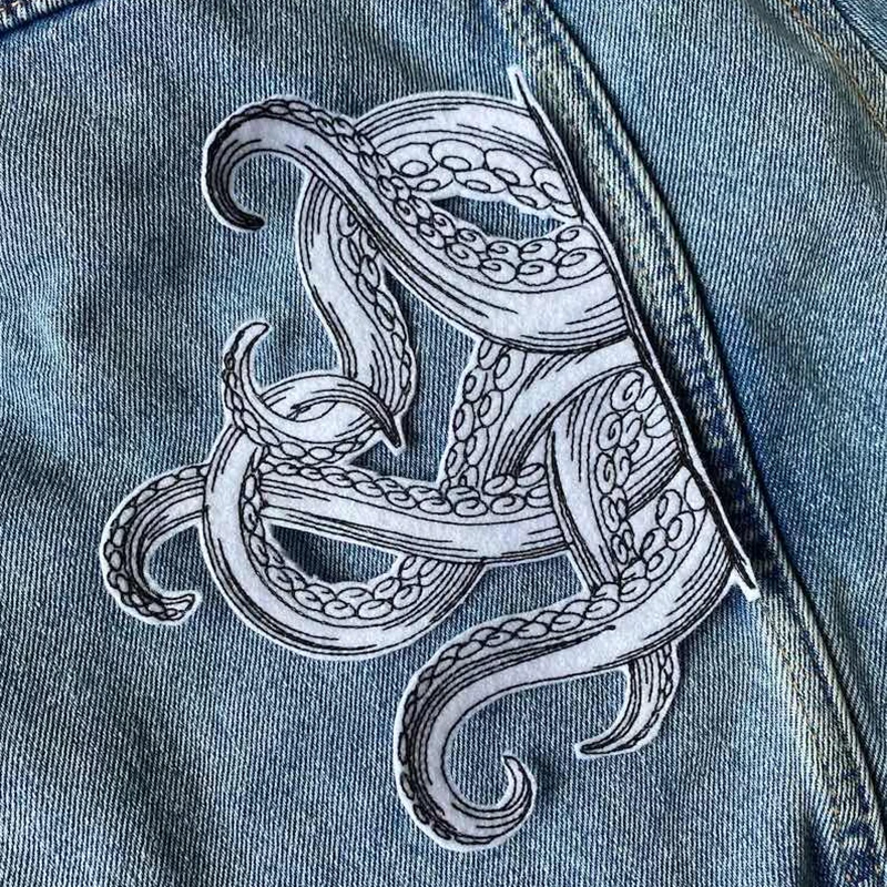 Punk Style Octopus Legs Embroidery Patch Iron On Patches For Clothing Thermoadhesive Patches On Clothes DIY Animal Sewing Patch