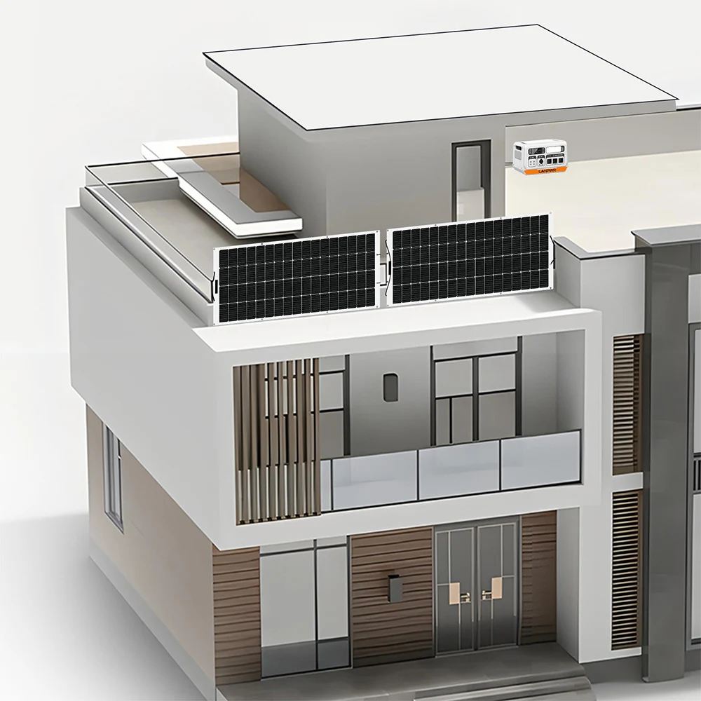 LANPWR 2200PRO 2200W Portable Power Station + 4x180W Solar Panels, Balcony Solar System, 6000 Cycles, with On-grid Inverter