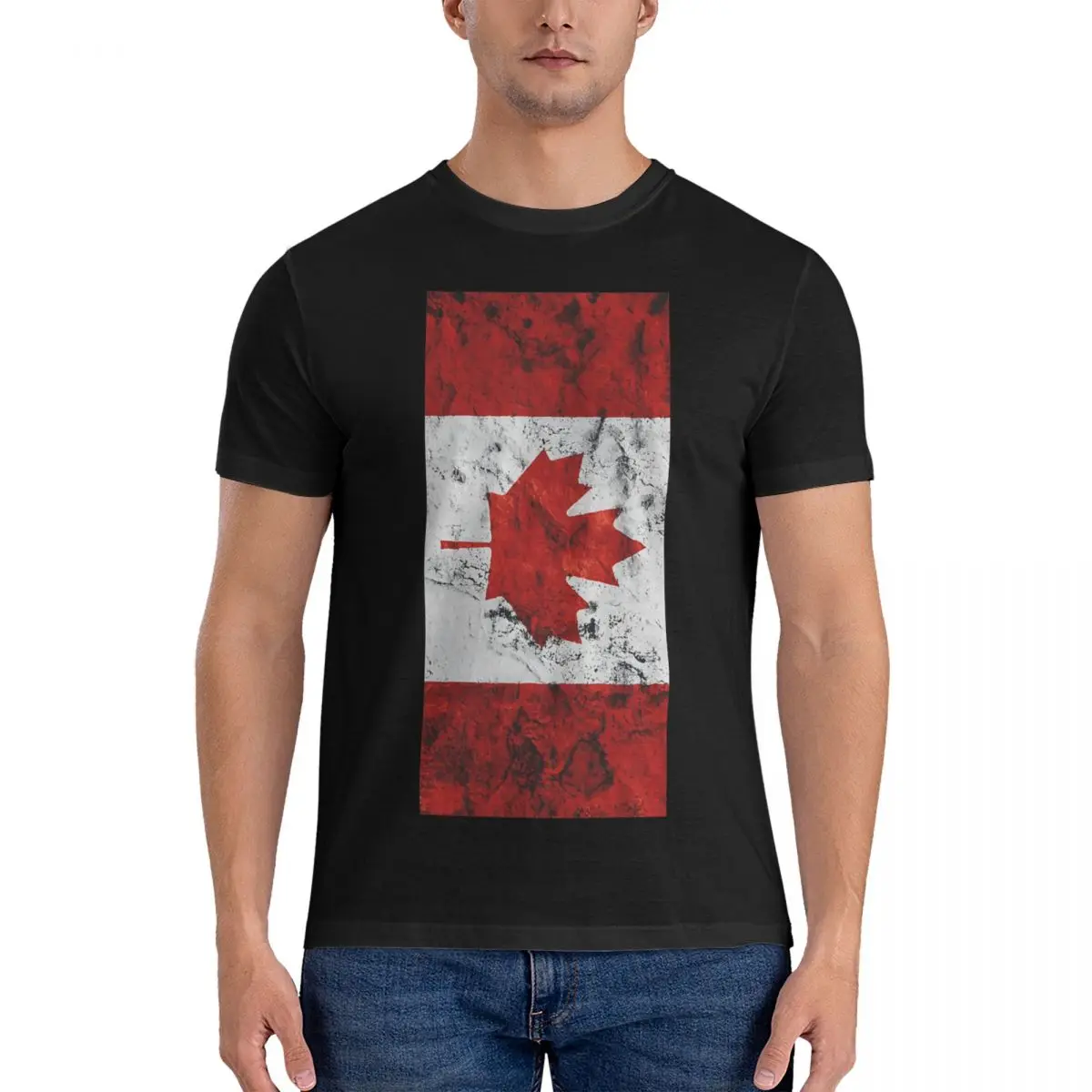 Men T-Shirt July 1St Vertical Funny Cotton Tees Short Sleeve Canadian Flag Maple Leaf Icon T Shirt Crew Neck Tops Classic