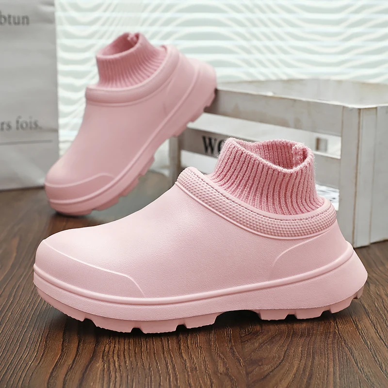 YISHEN Women Shoes Kitchen Work Shoes Oil-resistant Waterproof Non-slip Hotel Restaurant Chef Shoes Winter Flat Boots For Couple