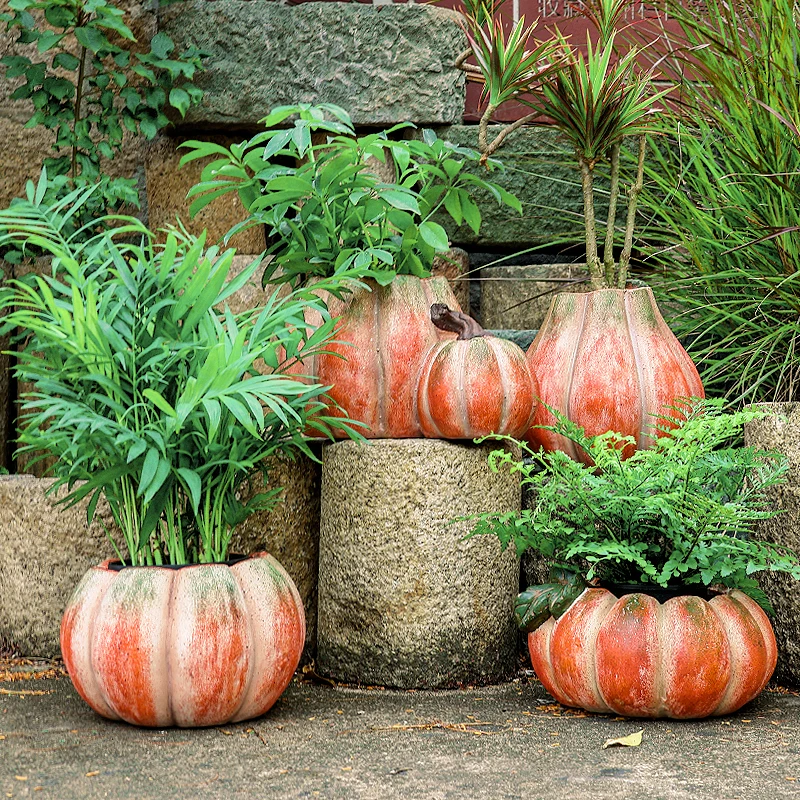 Ceramic Flowerpot Cartoon Pumpkin Flower Vase Garden and Courtyard Decoration Accessories Succulent Pot Plantas Accesorios