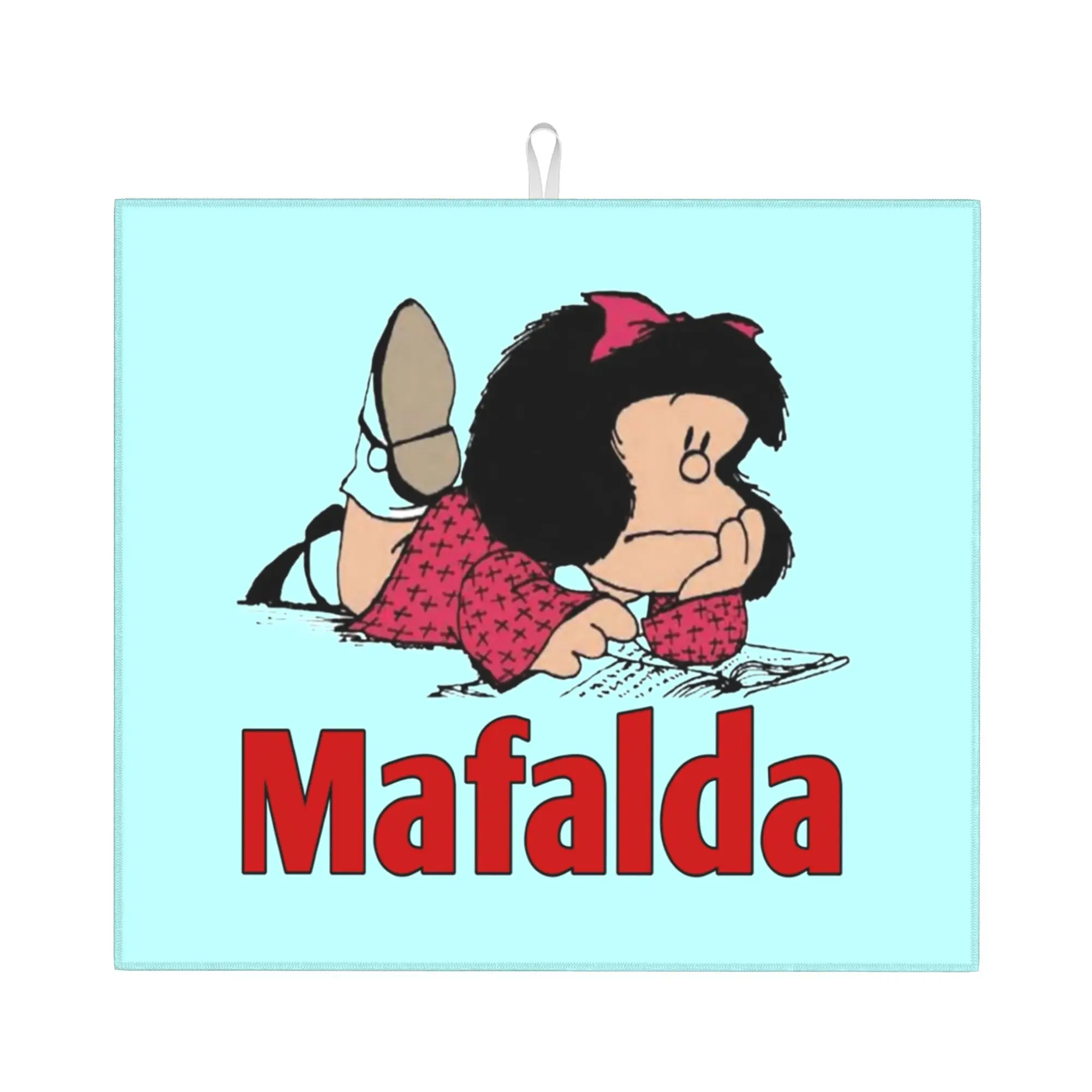 Drying Mat For Kitchen Mafalda Manga Barware Tableware Oil Proof Reusable Argentina Cartoon Washable Kitchen Sink Drying Pad