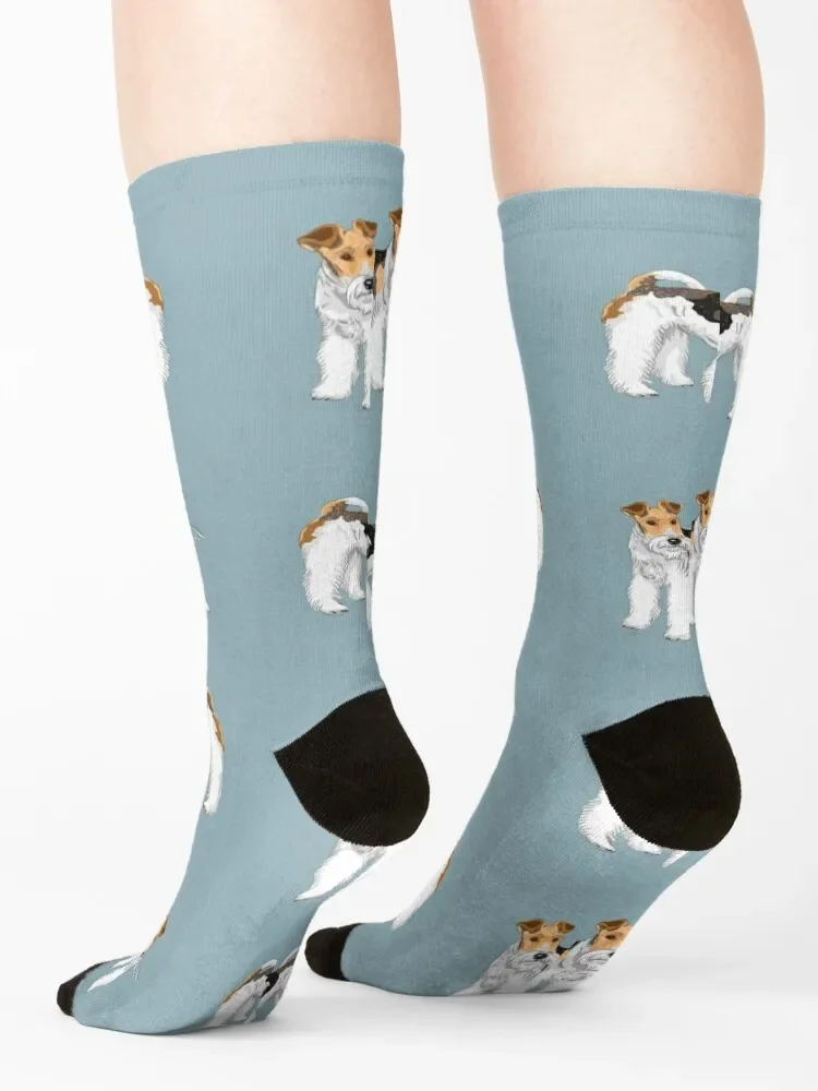 Chaussettes à poils en fil de fer rétro pour hommes et femmes, design Fox Terrier, chaussures Hip Hop