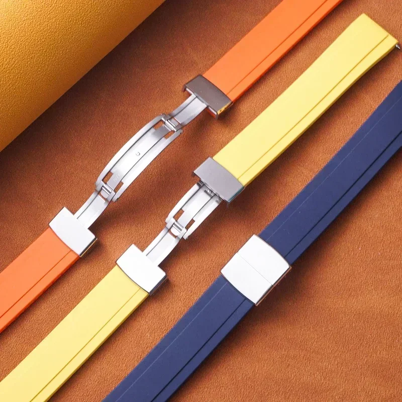 New Daytona Design CTS Fluororubber Watch Strap  20mm Quick Release Butterfly Buckle Watch Bands FKM Strap For Cut To Size