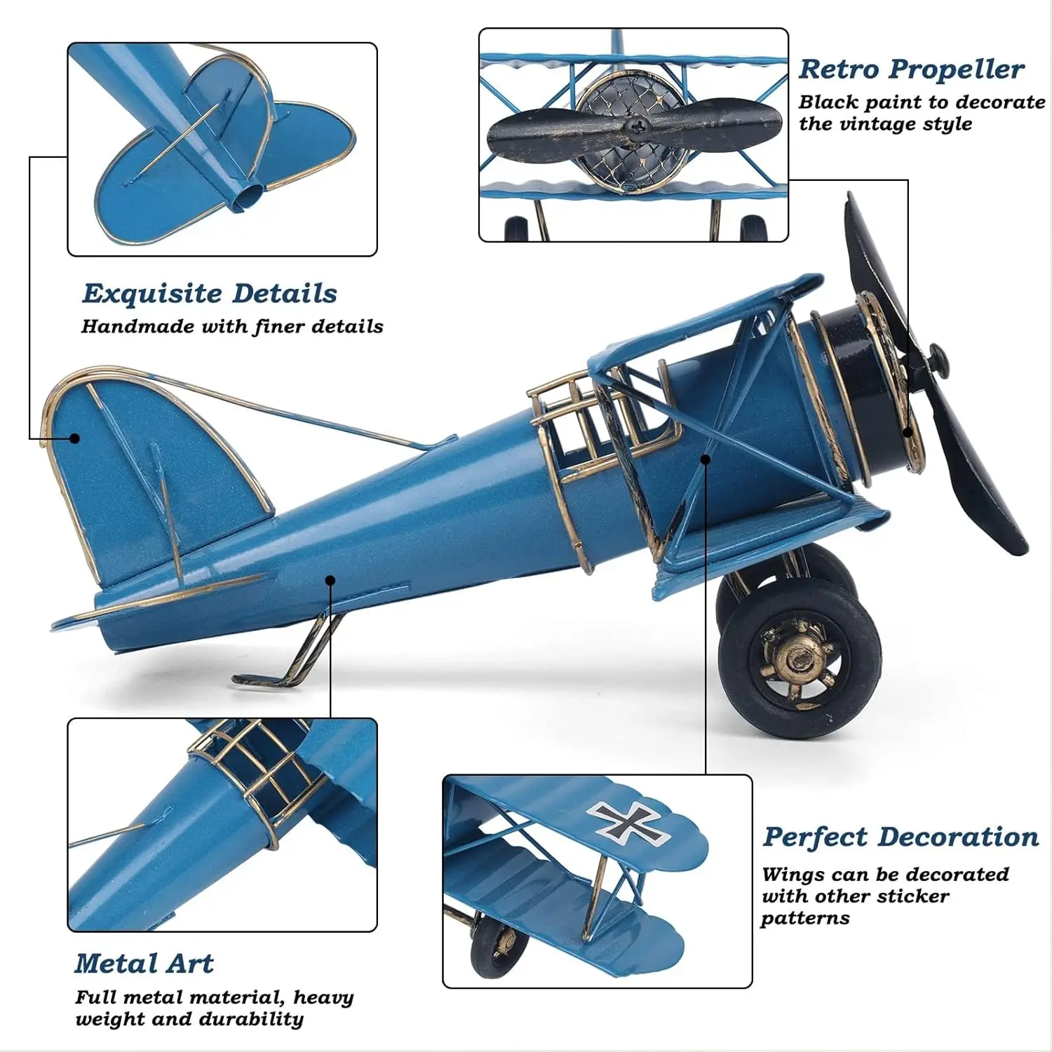 Vintage Metal Airplane Model Retro Iron Aircraft Ornament Nordic Creative Crafts Desktop Decoration Home Decor Collectible Gift view 3