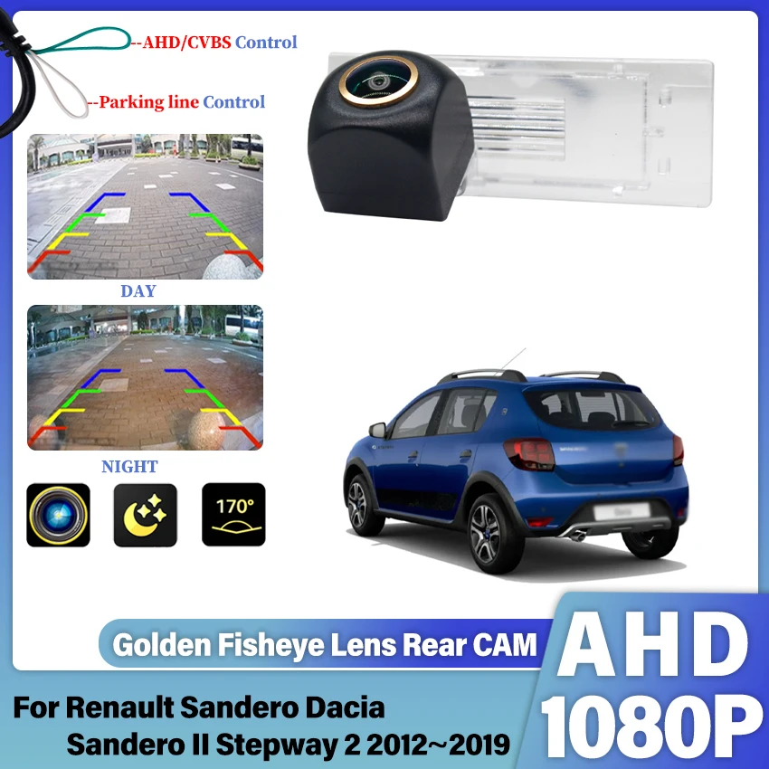 Car Rear View Camera Reverse Backup Parking Camera For Renault Sandero Dacia Sandero II Stepway 2 2012~2019 AHD CCD Night Vision