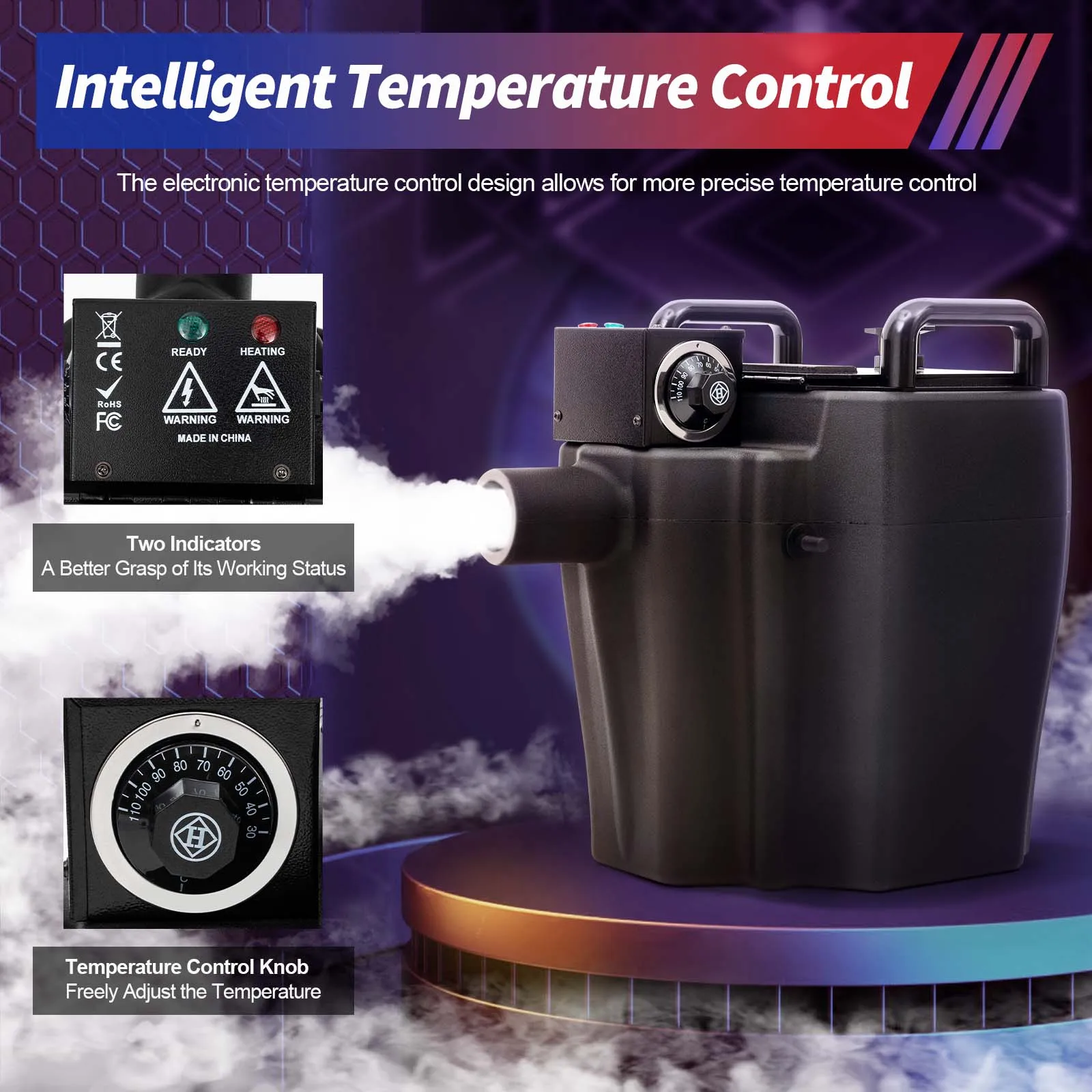 3500W Dry Ice Fog Machine, 10L Tank, Intelligent Temp Control, Indoor/Outdoor Stage Effect, Ideal for Parties & Events