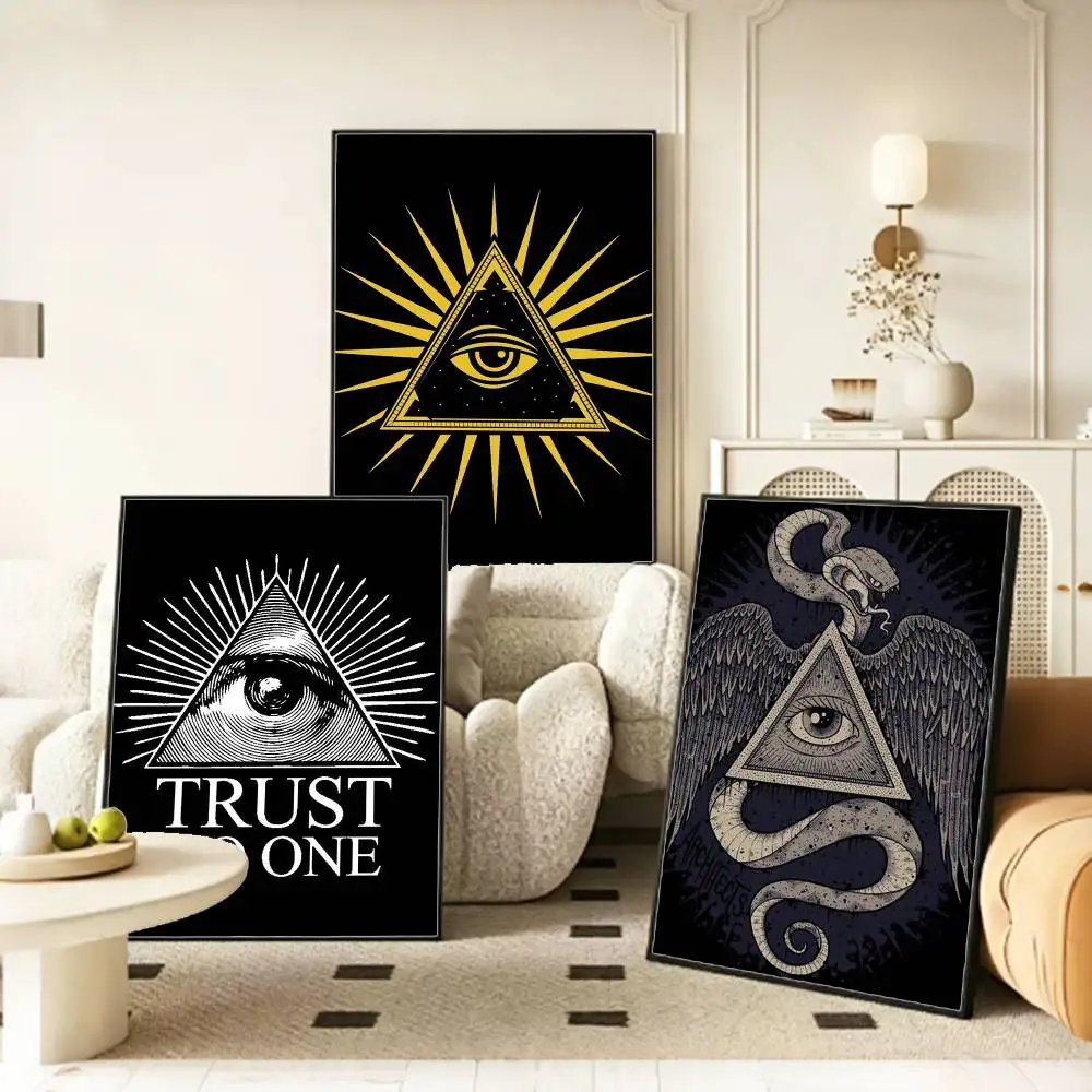 All-Seeing-Eye Illuminati symbol  Poster HD Self Adhesive Waterproof Wall Art Ideal for Home Office Dorm Gift
