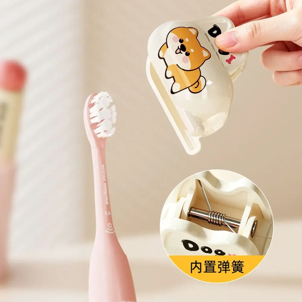 Cute Cartoon Toothbrush Head Cover Spring Loaded Clip Breathable Toothbrush Protective Cap Dustproof Toothbrush Head Protector