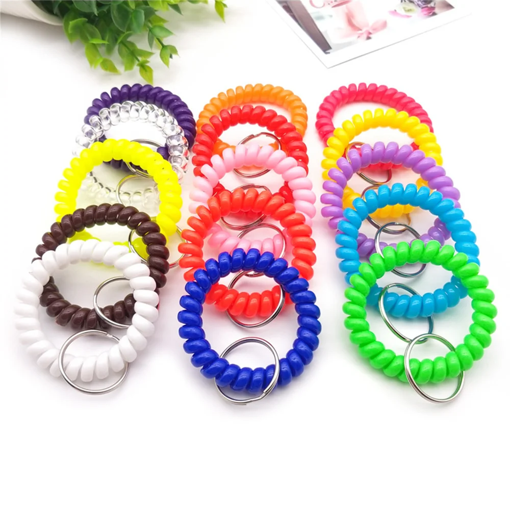Creative Colorful Spiral Keychain Wrist Ring Spring Wrist Coil Bracelets Keyrings For Car Shopping Outdoor Sports Key Holder