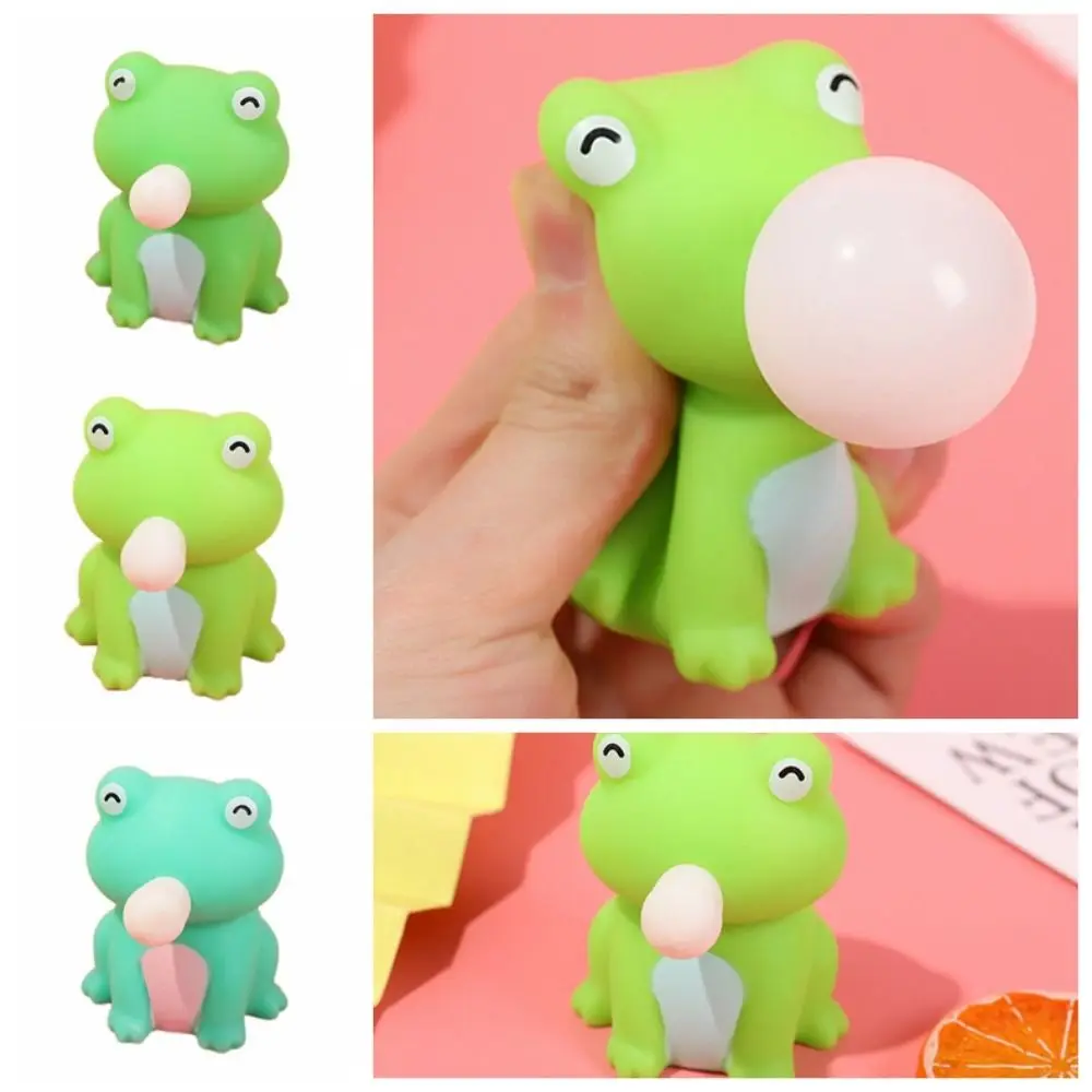 

Fun Frog Squeeze Bubble Spitting Toys Tortoise Pinching Music Pinch Fidget Toy Cartoon Blow Bubble Soft Pinch Toys Kids