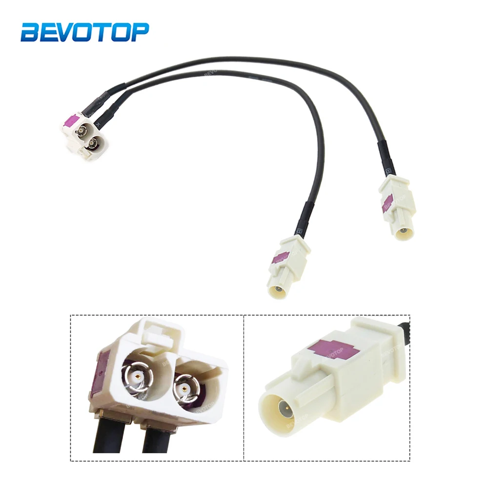 

BEVOTOP OEM Fakra Splitter Cable 2 Female to 2 Male FAKRA II Radio Antenna Adapter Pigtail for VW Jetta/Golf / Passat / Tiguan