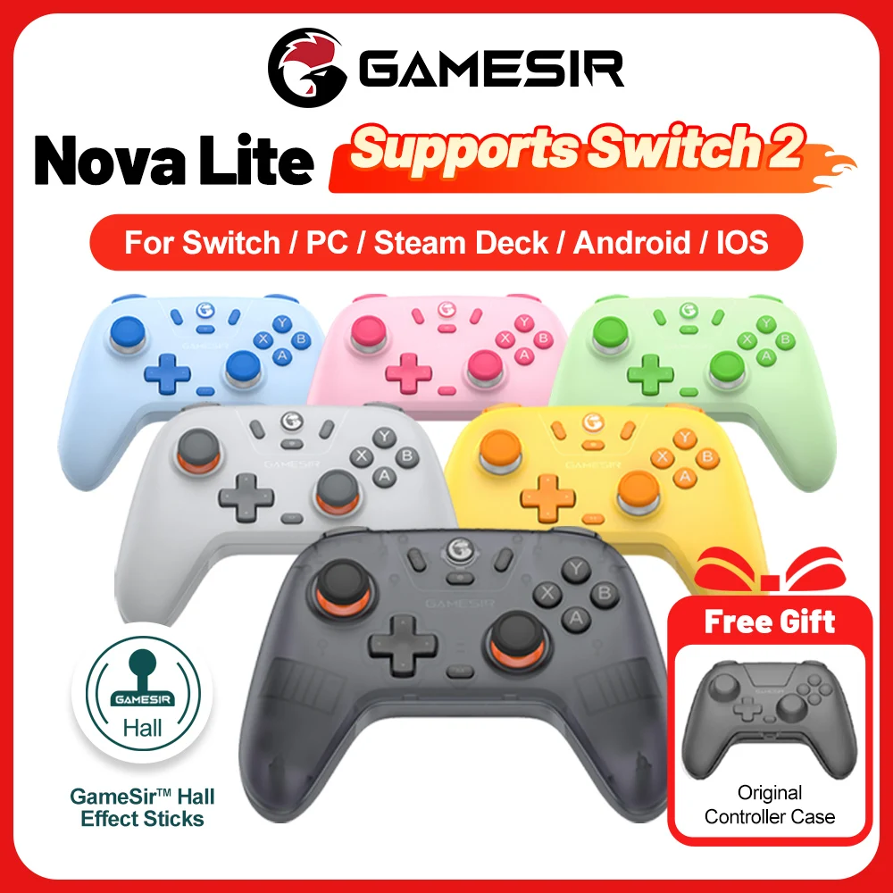 Gamesir Nova Lite Gamepads PC for Nintendo Switch 2 Controller Switch Steam Android iOS iPhone Controle Hall Effect Joystick