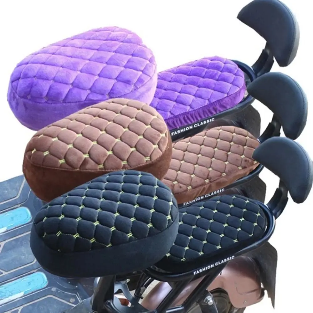 

1 Set Flannelette Electric Bicycle Seat Cover Universal Plus Fleece Thickening Seat Cover Soft Brown Sun Protect Seat Cover